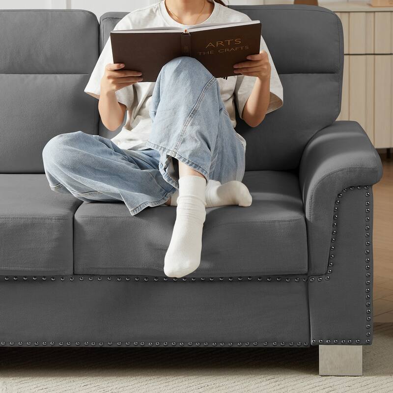 GDFStudio - Modern Snowfleece 3-Seater 82" Sofa with Rolled Arms