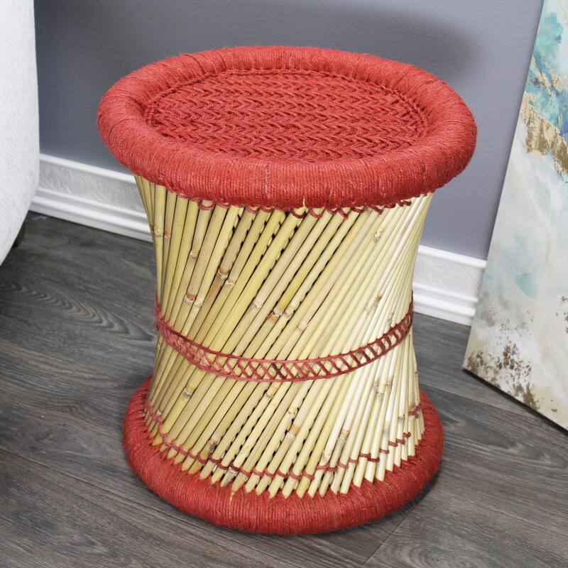 Natural Geo Moray Decorative Handwoven Jute Accent Stool