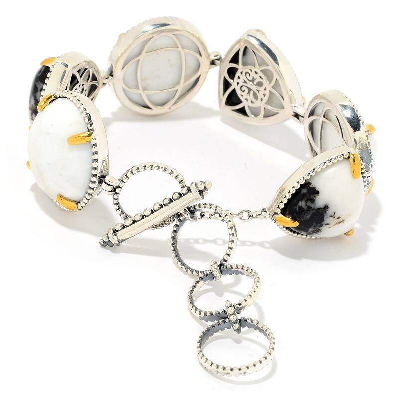 925 Sterling Silver White Magnesite and White Buffalo Bracelet