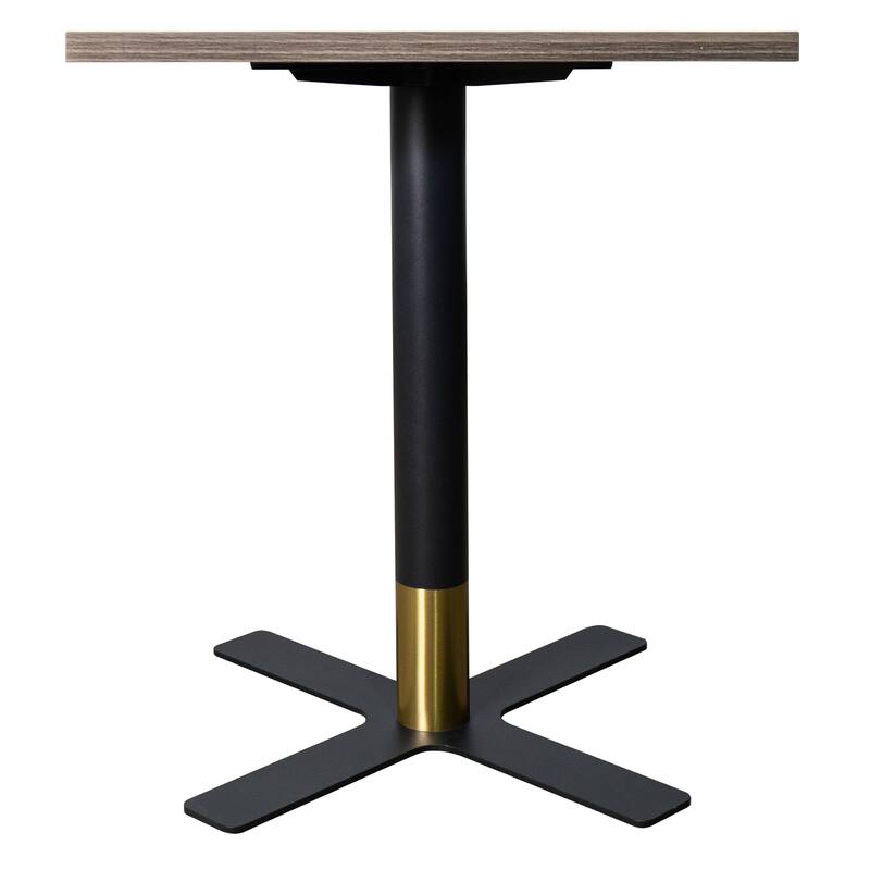 Vail Square Dining Table with 24 in. MDF Tabletop in Black Stainless Steel Cross Legs with Gold Accent Base Kitchen Table