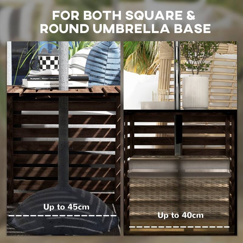 Wooden Umbrella Stand Storage Box with Coffee Table Top Fits 1.5 to 1.9 Inch Poles for Outdoor Patios