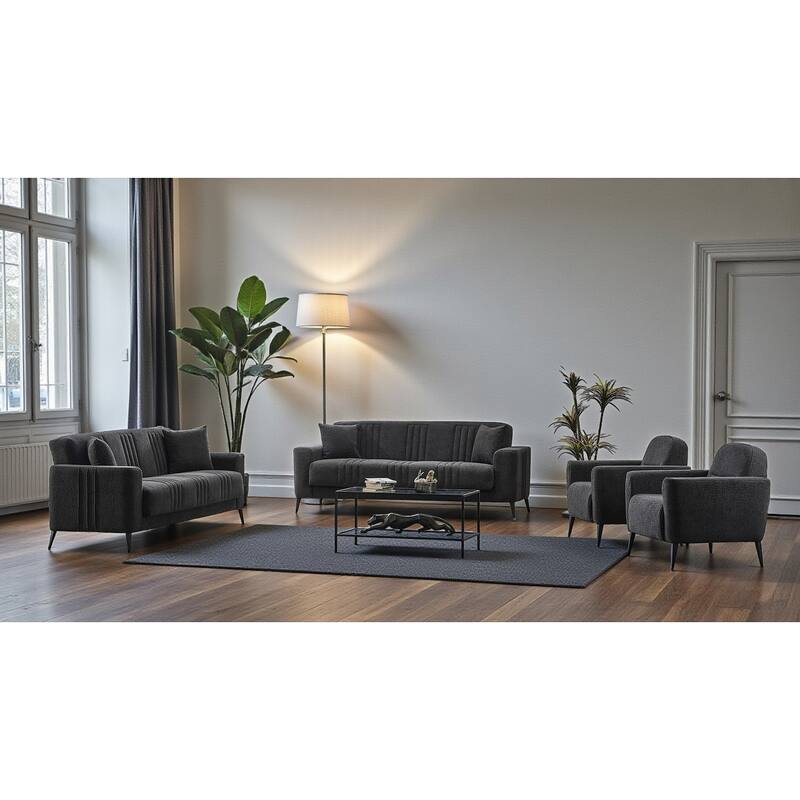 Cerny 4 Pieces Living Room Sets 2 Sofa 2 Chair - Grey