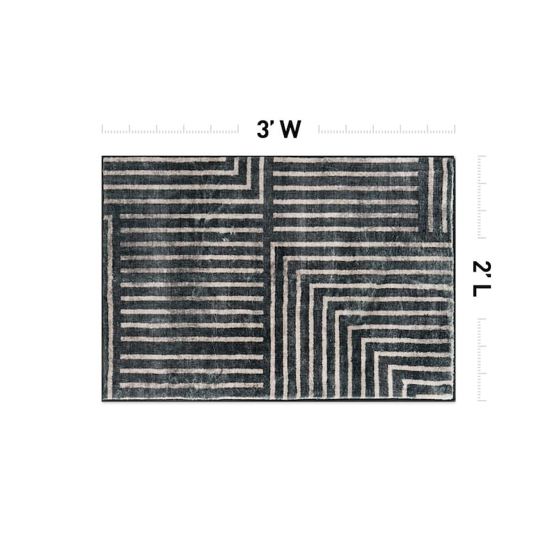 World Rug Gallery Distressed Bohemian Stripes Washable Non Slip Area Rug
