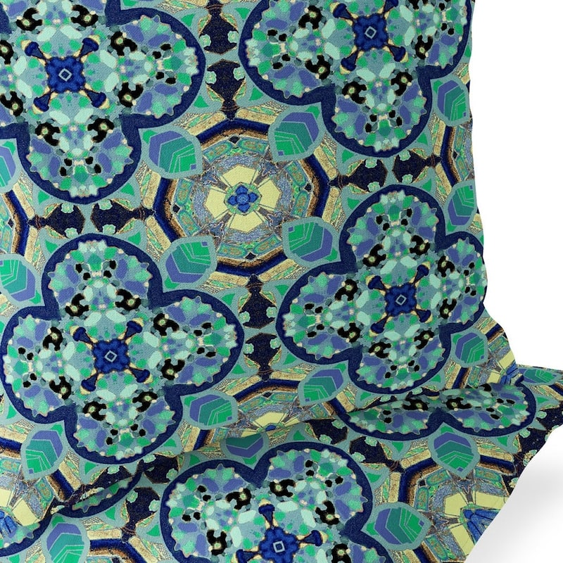HomeRoots Set of Two 16" X 16" Blue and Green Blown Seam Floral Indoor Outdoor Throw Pillow - 16.00' X '16.00' X '5.00