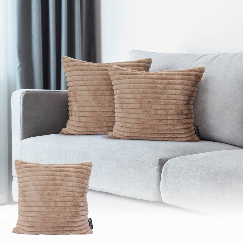 Lincove Accent Pillow Cover with Insert – Premium Quality, Soft Elegant Finish - 20x20 - Fur Striped