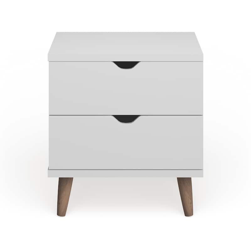 DH BASIC Scandinavian White 2-drawer Nightstand by Denhour