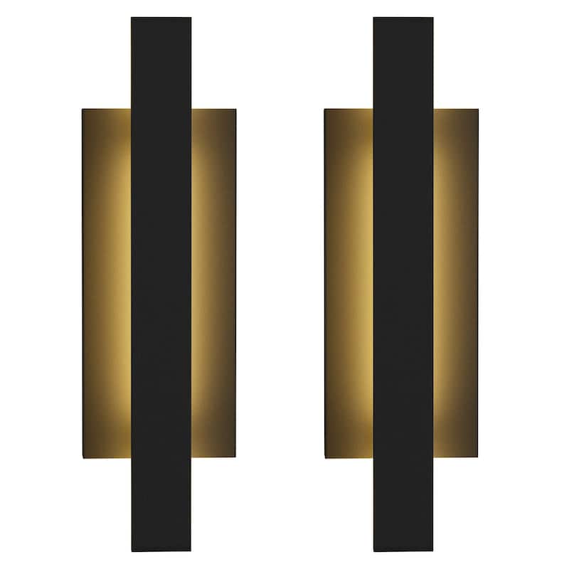 Black Aluminum Integrated LED Outdoor Wall Sconce - 2Pack/22.4"