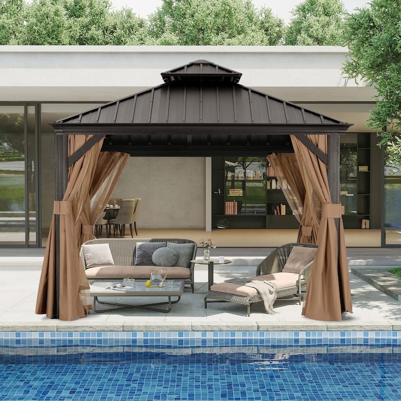 ABCCANOPY Outdoor Hardtop Gazebo with Galvanized Steel Double Roof