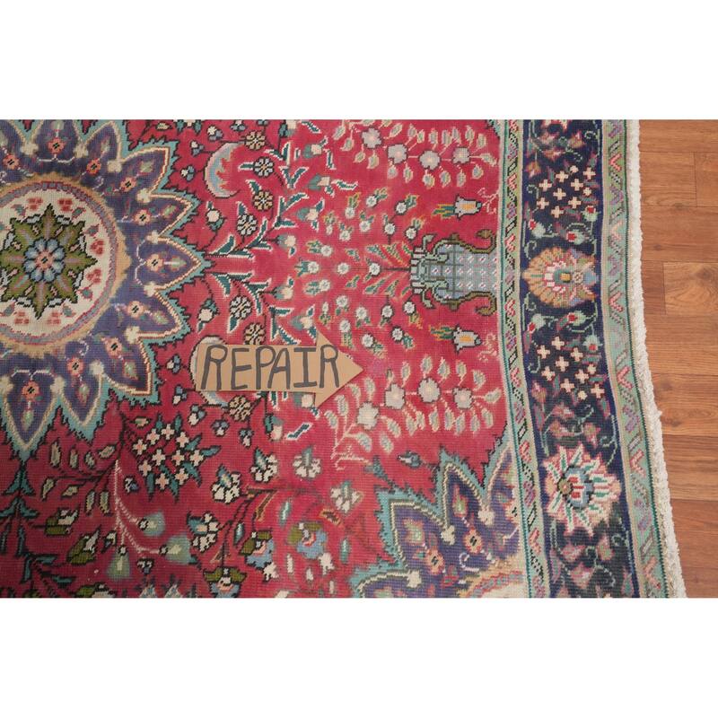 Hand Knotted Oriental 100% Wool Carpet Traditional Floral Pink Tabriz Area Rug - 5' 8'' X 4' 8''