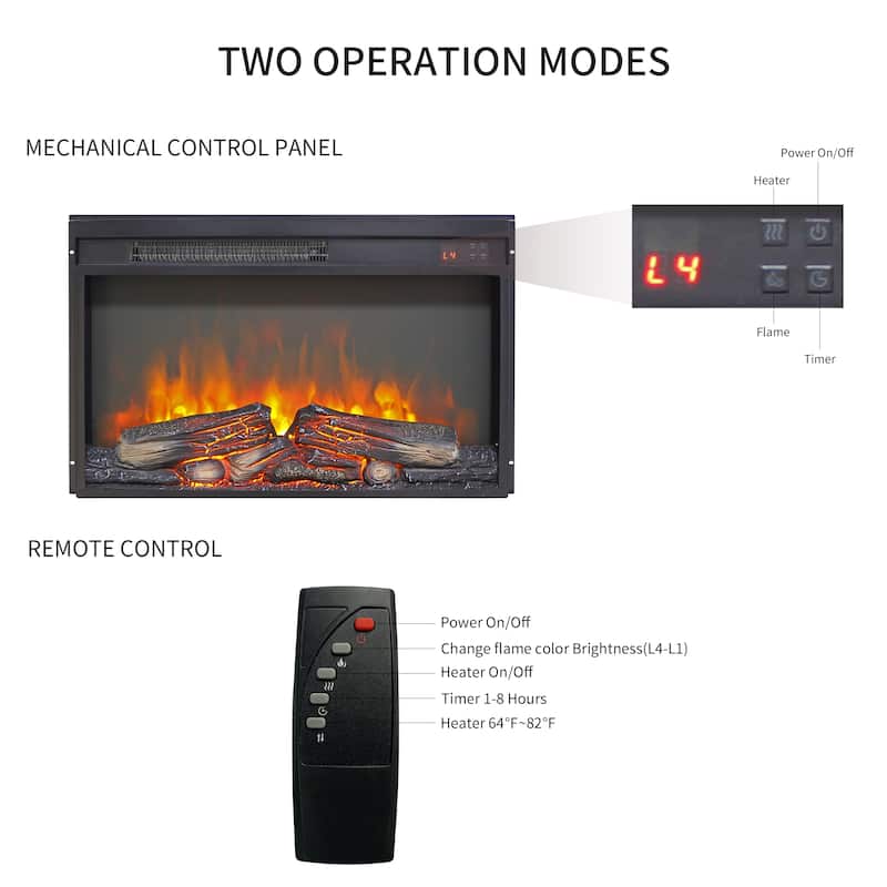 23-inch Electric Fireplace Insert w/1400W Electric Heater