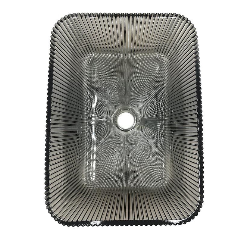 Charlie 18" Rectangle Decorative Crystal Vessel Sinks With White Base