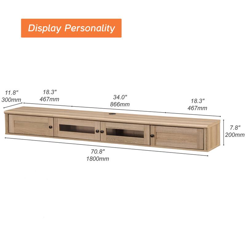 Door Floating TV Stand with Charging Station