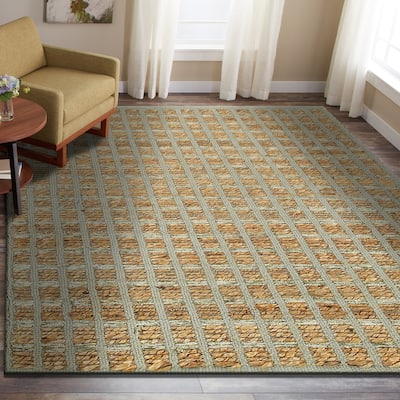 Sevita Organic Jute Grid Area Rug, Natural and Gray - 5' x 7'9"