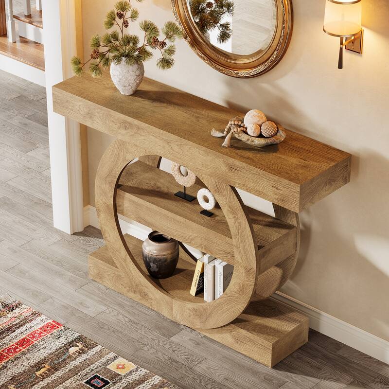 41.3" Farmhouse Console Table, 3-Tier Sofa Table