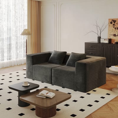 Modular Sectional 2-Seat Couches for Living Room, Compression Sofa, Floor Boneless Upholstered Couches, No Assembly