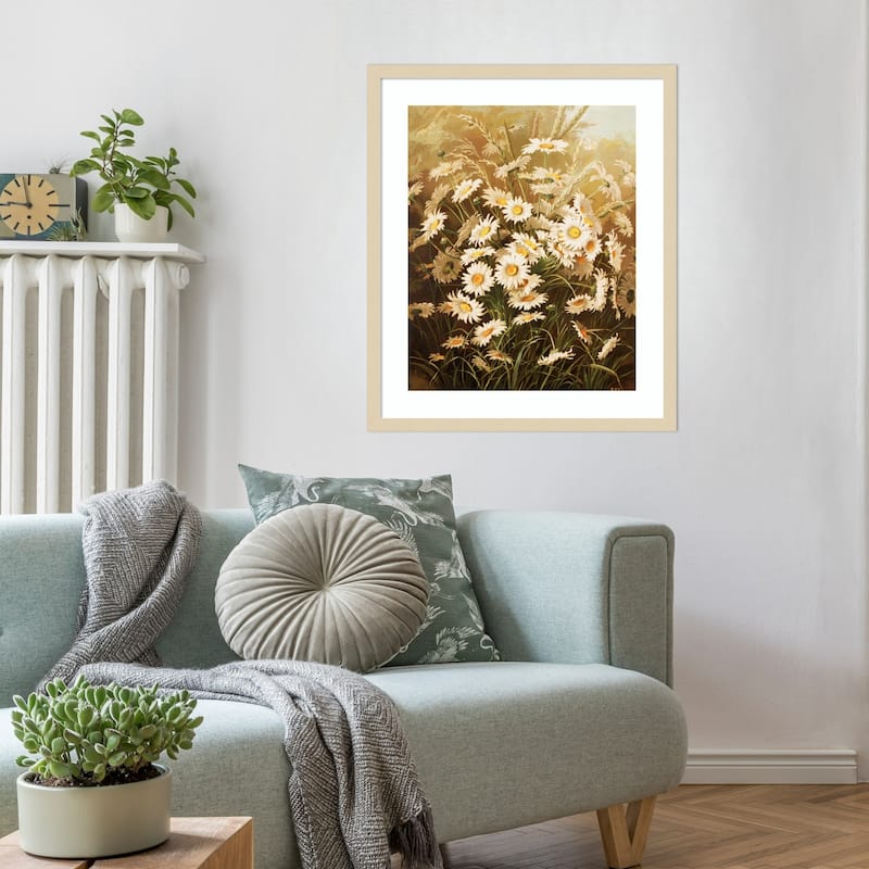 Daisies By Ellen Thayer Fisher by Ellen Thayer Fisher Wood Framed Wall Art Print