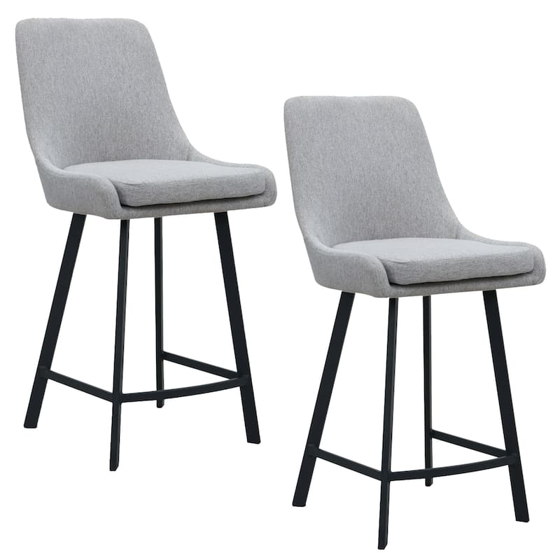 Leick Home Upholstered Back Counter Height Stool with Steel Base Set of 2