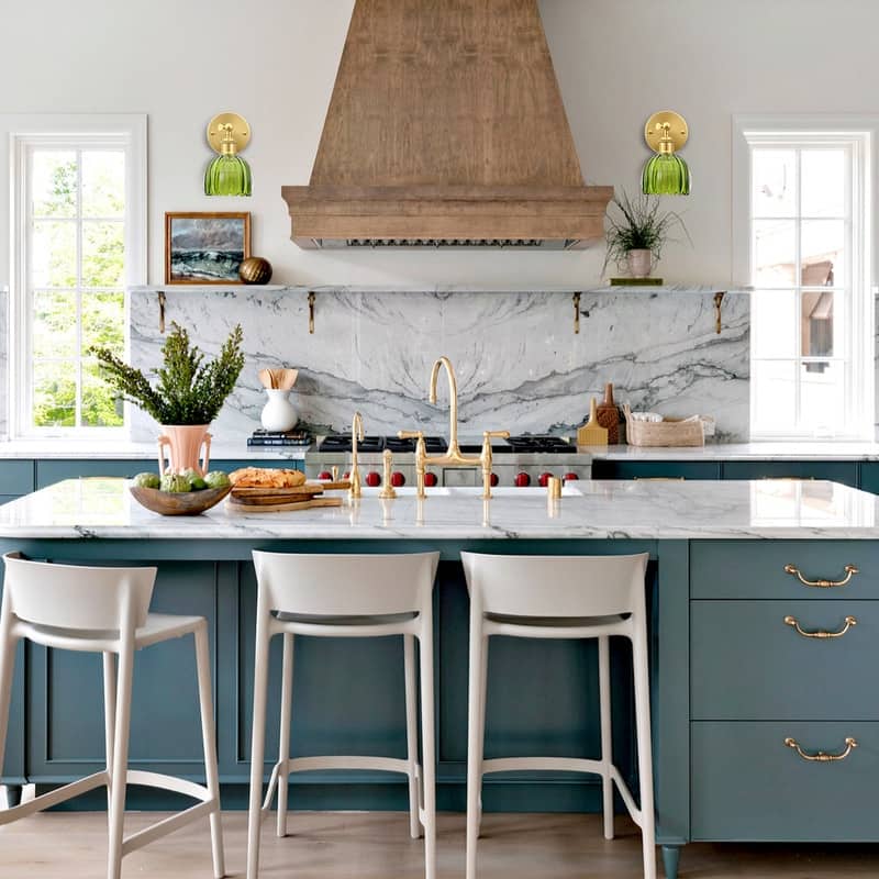 Adjustable Vintage Wall Sconce with Amber Tulip Glass Brass Fixture with Switch Ideal for Bedroom Hallway or Entry