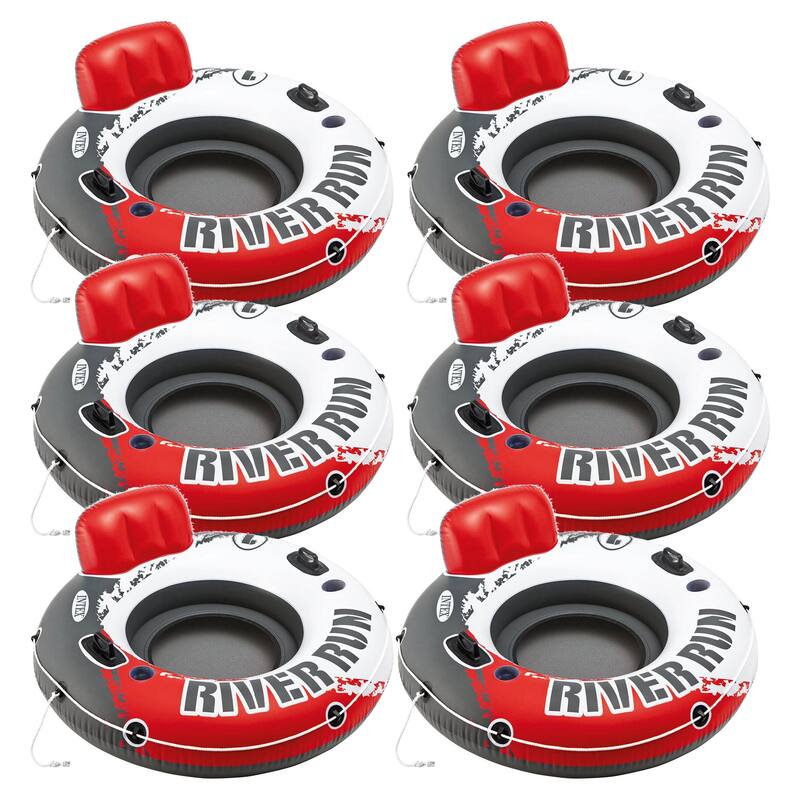 Intex River Run 1 Person Inflatable Floating Tube Lounger, Color Varies (6 Pack) - 4.4