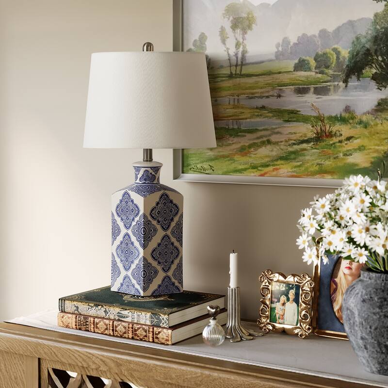 27"White and Blue Table Lamps