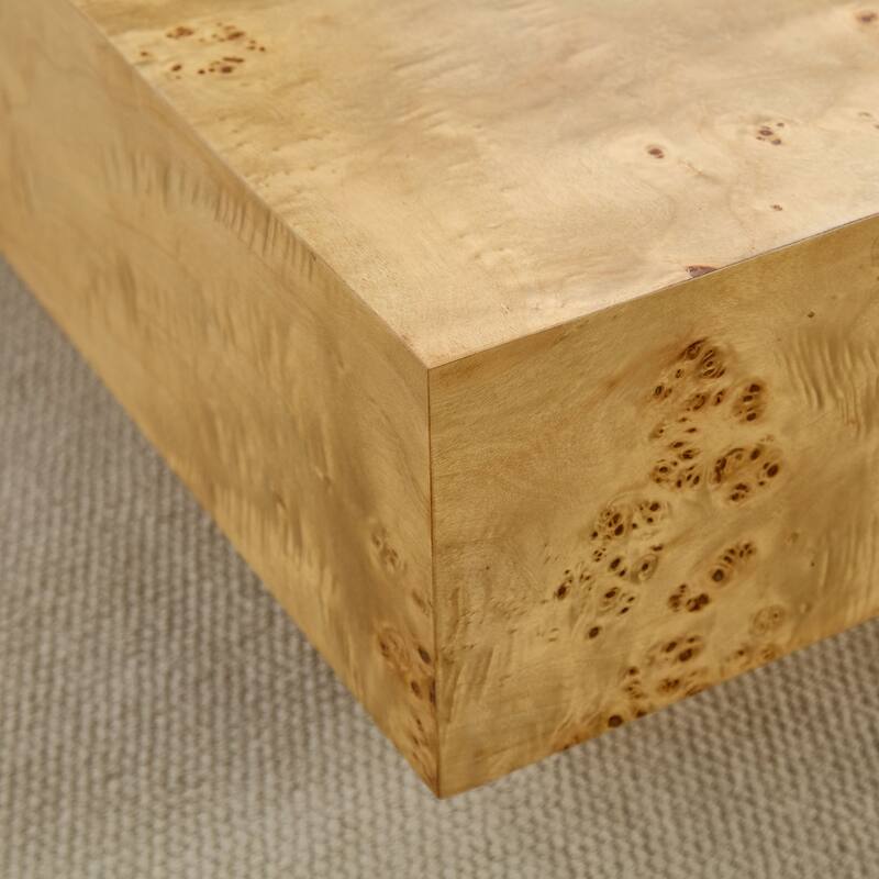 43.31"Burl Wood Veneer Coffee Table,Rectangle Mid-Century Modern Table for Living Room,Coffee Table with Sturdy MDF Pedestal