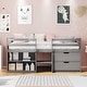 preview thumbnail 27 of 46, Wood Twin Loft Bed with 2 Shelves & 2 drawers for Bedroom(Antique Gray)