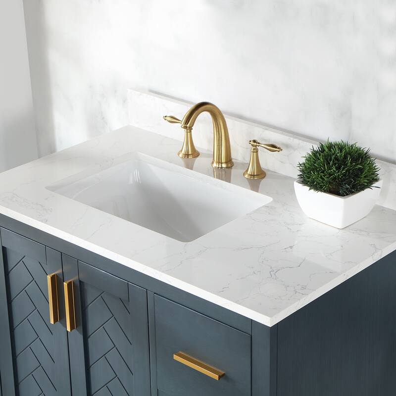 Altair Gazsi Bathroom Vanity with Composite Stone Countertop without Mirror