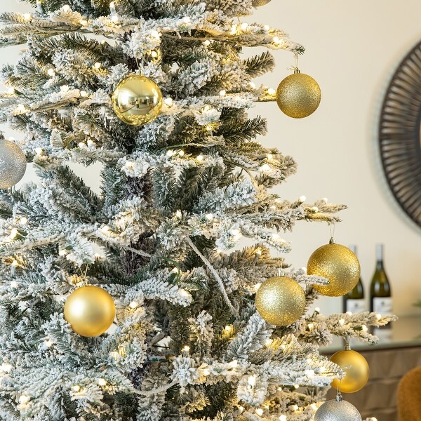 Glitzhome 8FT 10FT Pre Lit Flocked Fir Artificial Christmas Tree with Warm White Lights On Sale Bed Bath Beyond 37905035