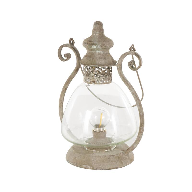 Bronze Metal Decorative Scroll Indoor Outdoor Candle Lantern with Arched Handle - 8"W x 9"L x 12"H