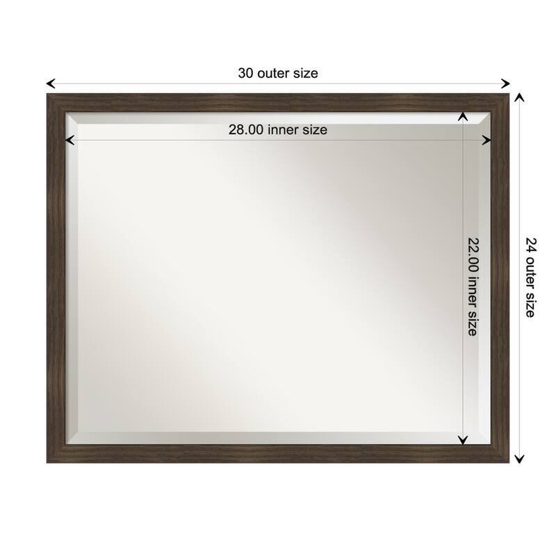 Woodgrain Stripe Beveled Wood Framed Wall Mirror - Woodgrain Stripe Chocolate - Glass Size 28x22