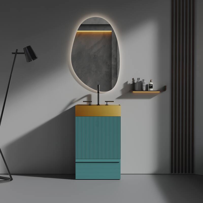 Modern Freestanding Bathroom Vanity with Practical Storage and Premium Materials - Aqua