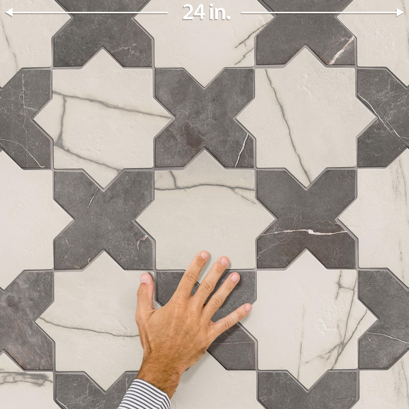 Merola Tile Istanbul Star Day with Night Cross 6" x 12" Porcelain Floor and Wall Tile - Case (32 Tiles)
