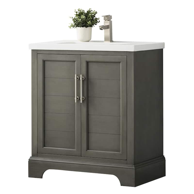 Vanity Art 30" Single Sink Bathroom Vanity with Ceramic Sink & Top