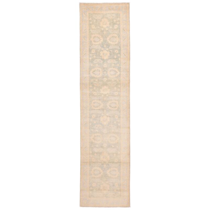 ECARPETGALLERY Hand-knotted Peshawar Oushak Teal Wool Rug - 2'11 x 11'8