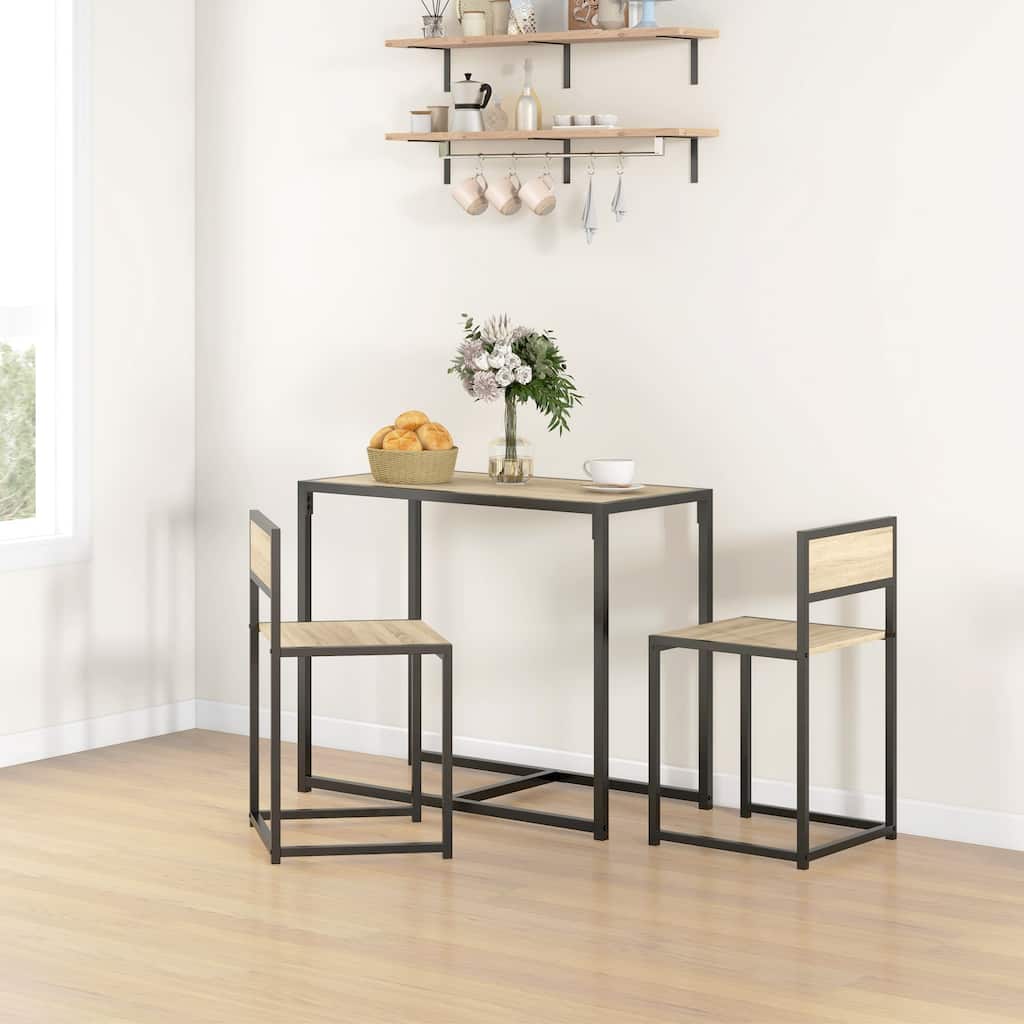 Oak Wood Dining Room Dinette Sets Kitchen Table Farmhouse Dining Chair Set with Metal Frame for Breakfast Nook Small Space