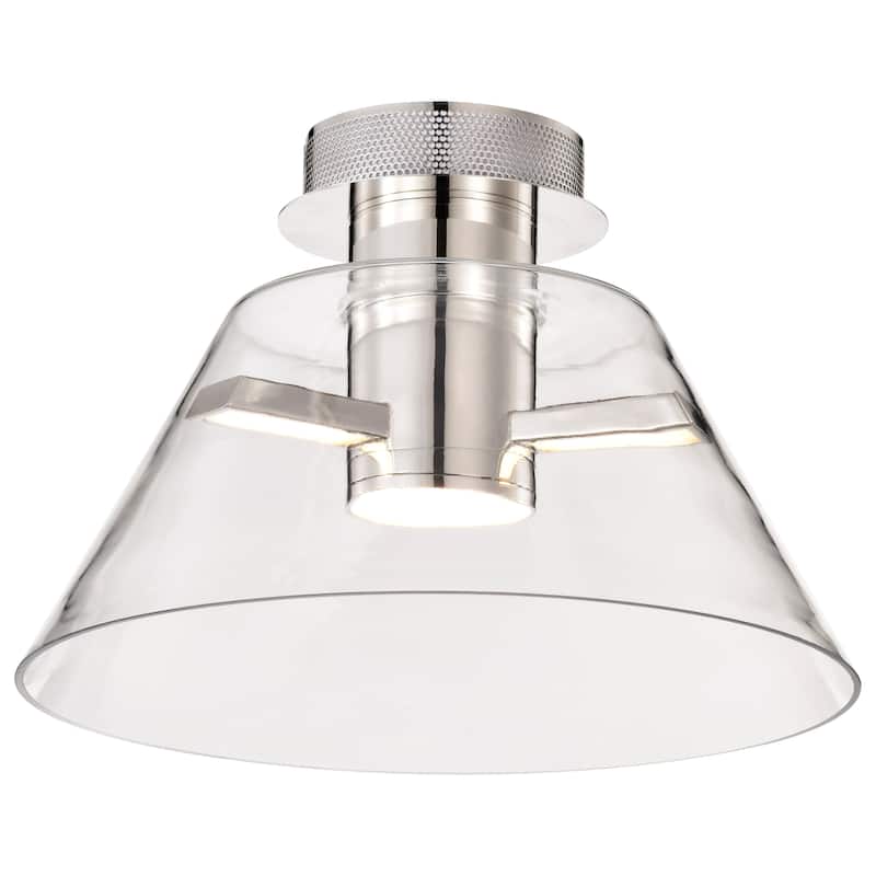 Edmond - 14 Inch LED Semi Flush - Polished Nickel with Clear Glass - Polished Nickel