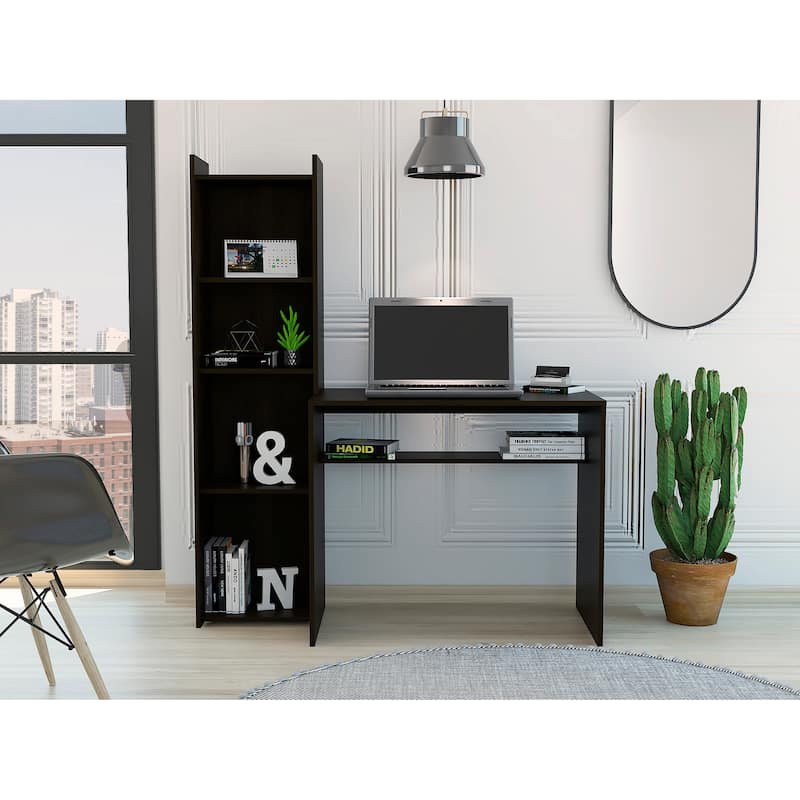 FM Furniture Tulsa computer desk with bookcase - Black