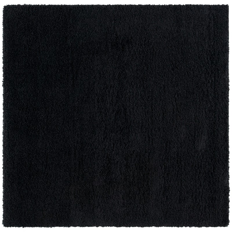 SAFAVIEH Laguna Shag Verdiana Solid Color 2-inch Thick Rug. - 6'7" Square - Black - Square