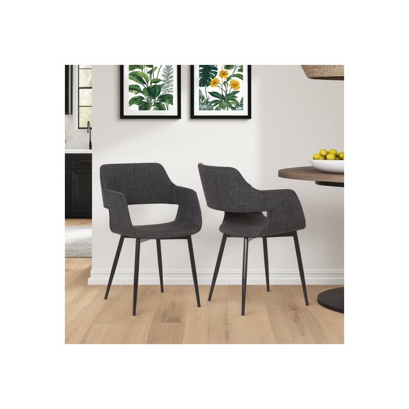 Mid-Century Accent Chair - Grey Dining Room Chair with Open Back Design - Modern Fabric Chair for Home Office