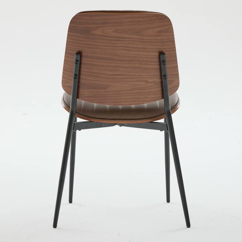 Dining Chairs Set of 2 Mid Century Modern Retro Linen Chair with Walnut Bentwood Back Upholstered Seat Metal Legs