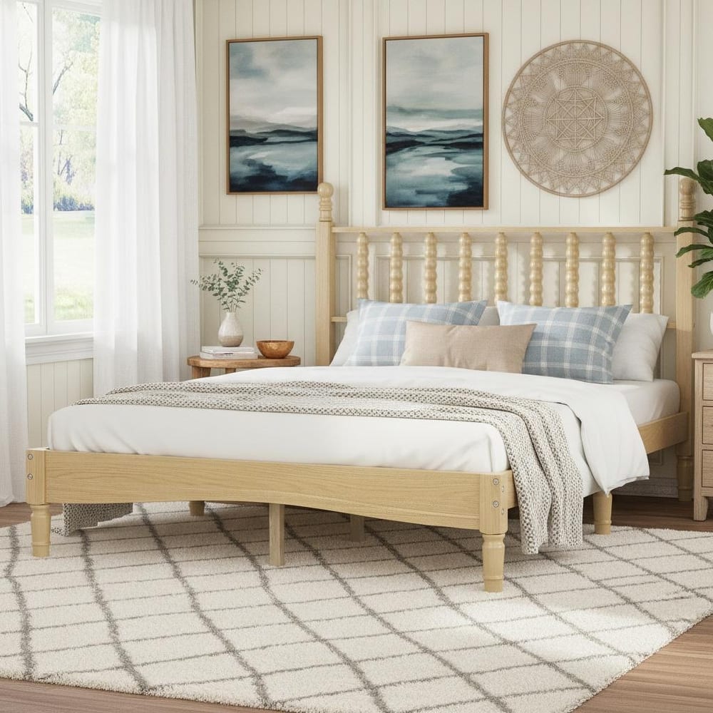 Retro Gourd Spindle Wood Platform Bed by Harper&Bright Designs