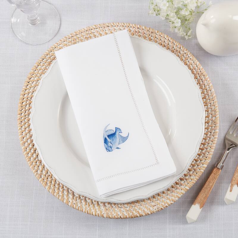 Fish Design Embroidered Table Napkins (Set of 6)