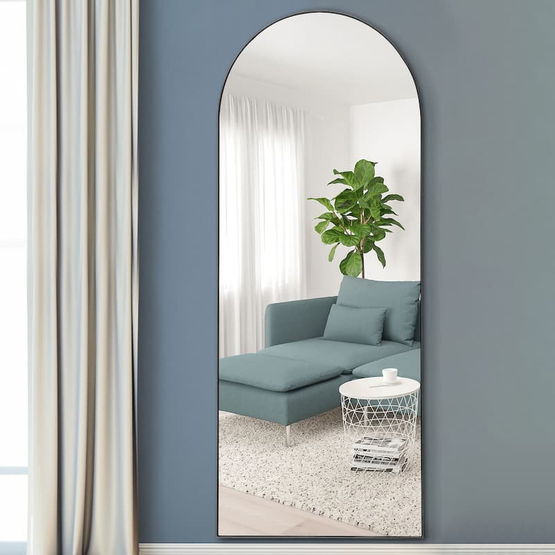 Arched Full Length Mirror with Solid Wood Frame