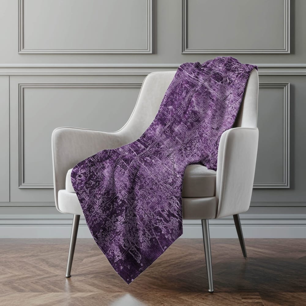 Premium Machine Washable Solid Imprints Sherpa Throw Blanket