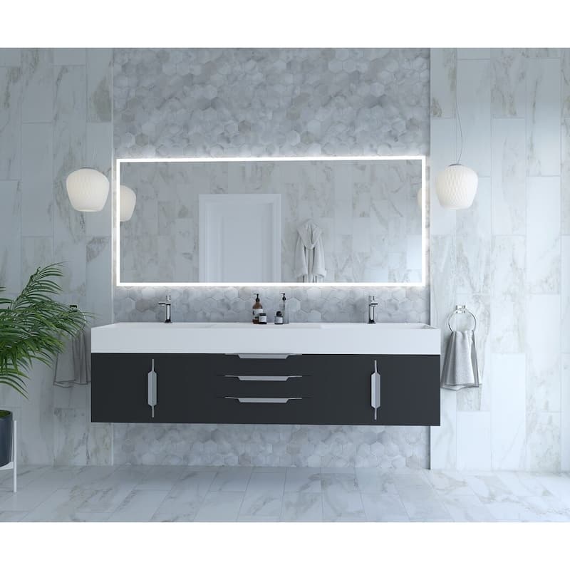 Amazon 72" Wall Mounted Bathroom Vanity Set w/ White Top