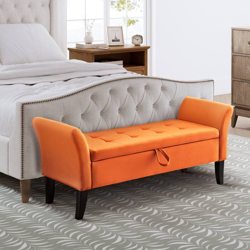Ramiro Contemporary Velvet Storage Bench by HULALAHOME