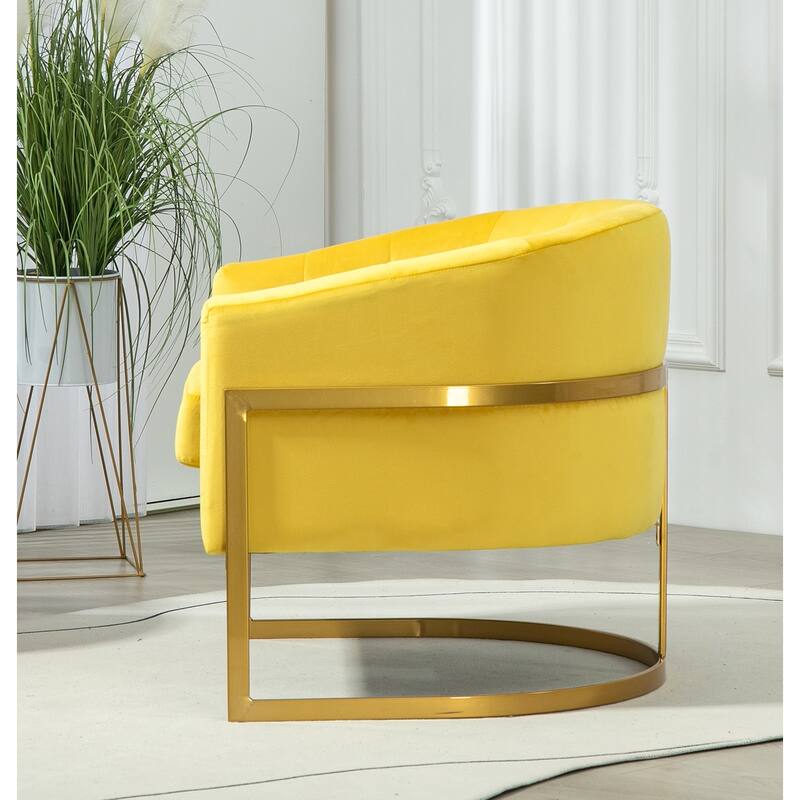 Modern Velvet Gold Accent Armchair