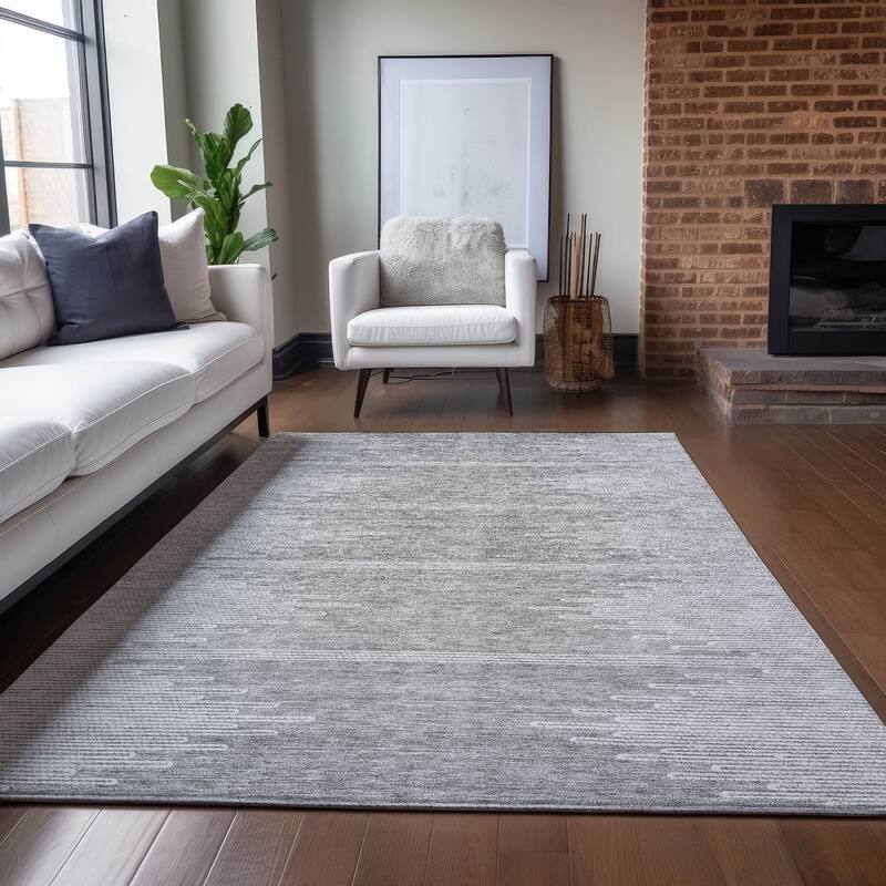 Machine Washable Indoor/ Outdoor Boho Moroccan Rug - Gray - 8' x 10'