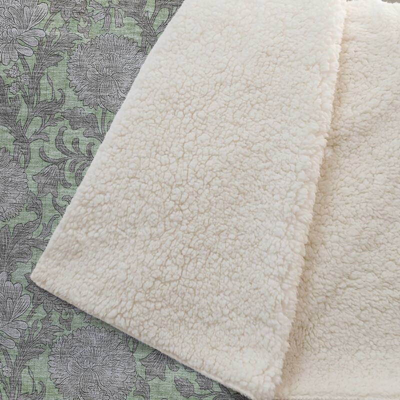 Premium Machine Washable Floral Sherpa Throw Blanket