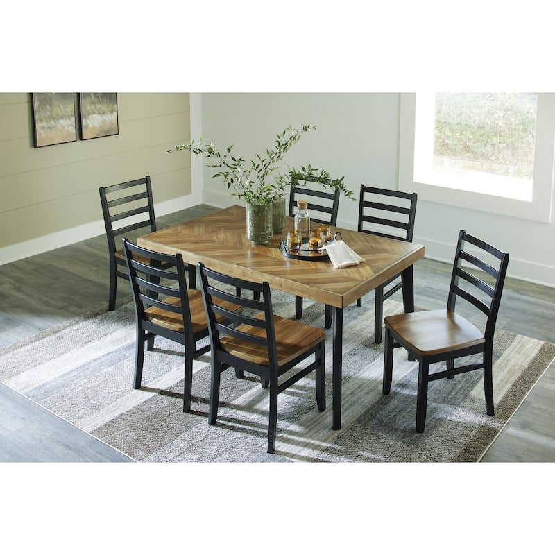 Signature Design by Ashley Blondon Black/Brown Dining Table and 6 Chairs (Set of 7)